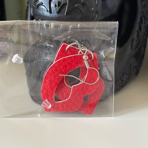 3/$15 Valentine’s Day Red Lips Kiss Lips Faux Leather Earrings